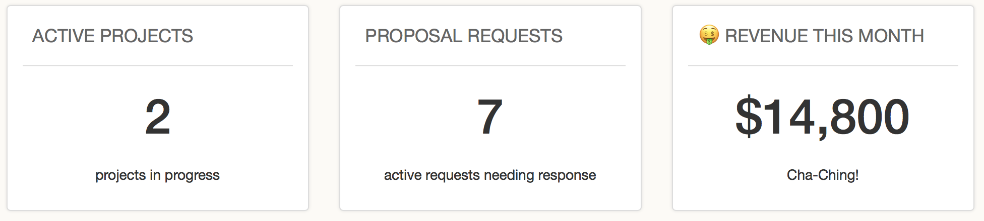 Freelancer Dashboard Panels Example Screenshot